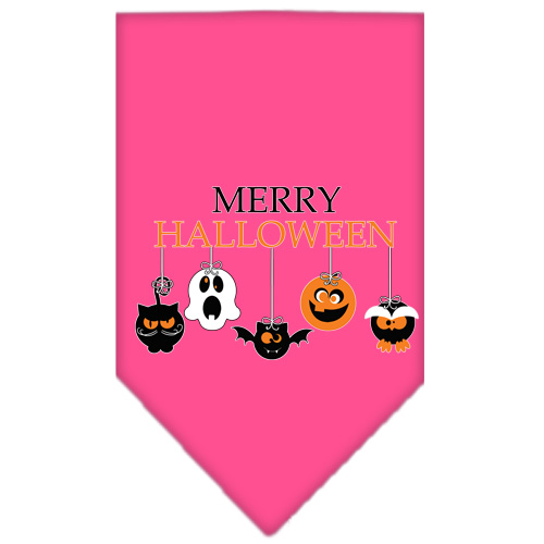 Merry Halloween Screen Print Bandana Bright Pink Small